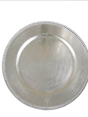 Set Of 6 Silver 13in Beaded Edge Charger Plate - Elegant Table Accent NEW